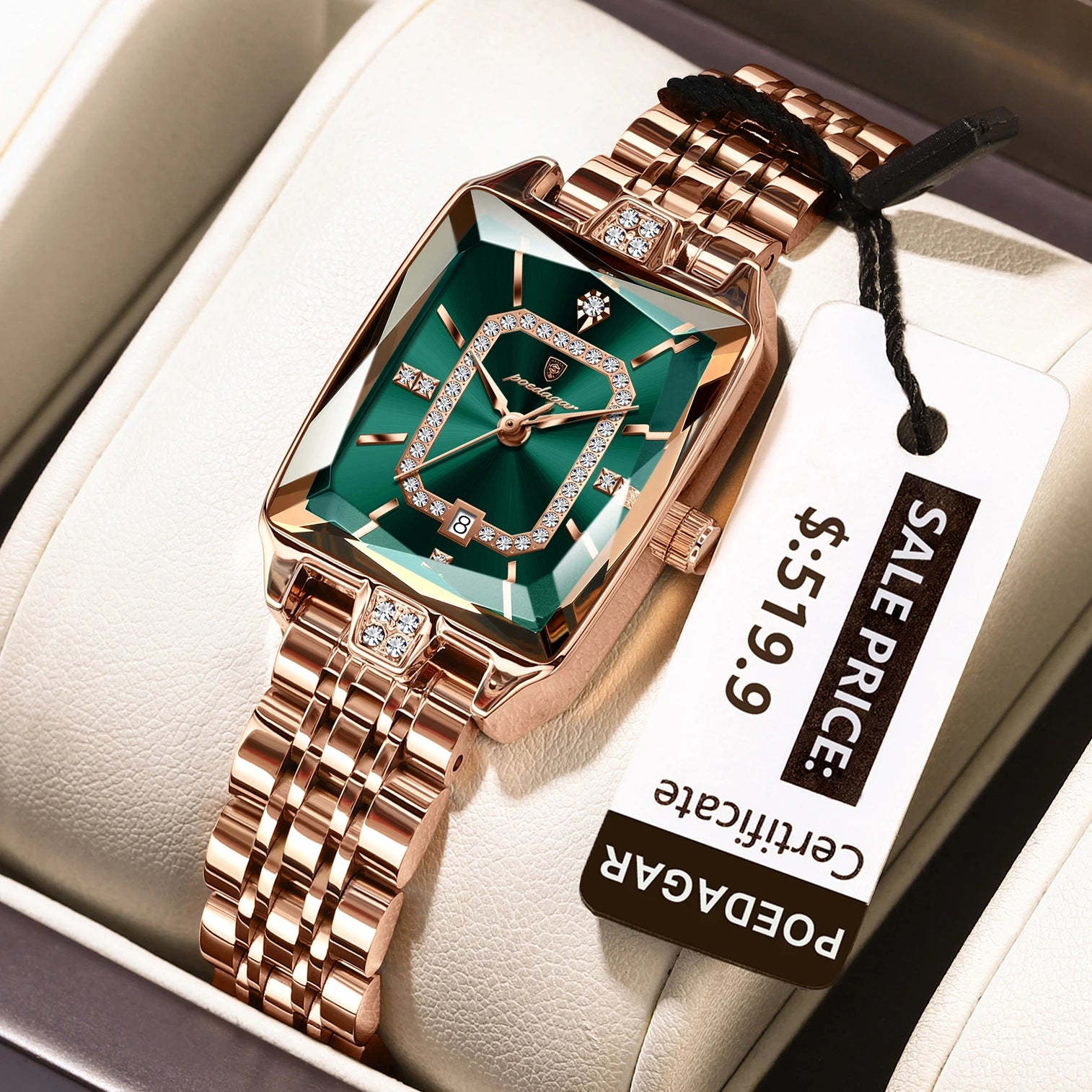 POEDAGAR Elegant Rectangle Women's Watch