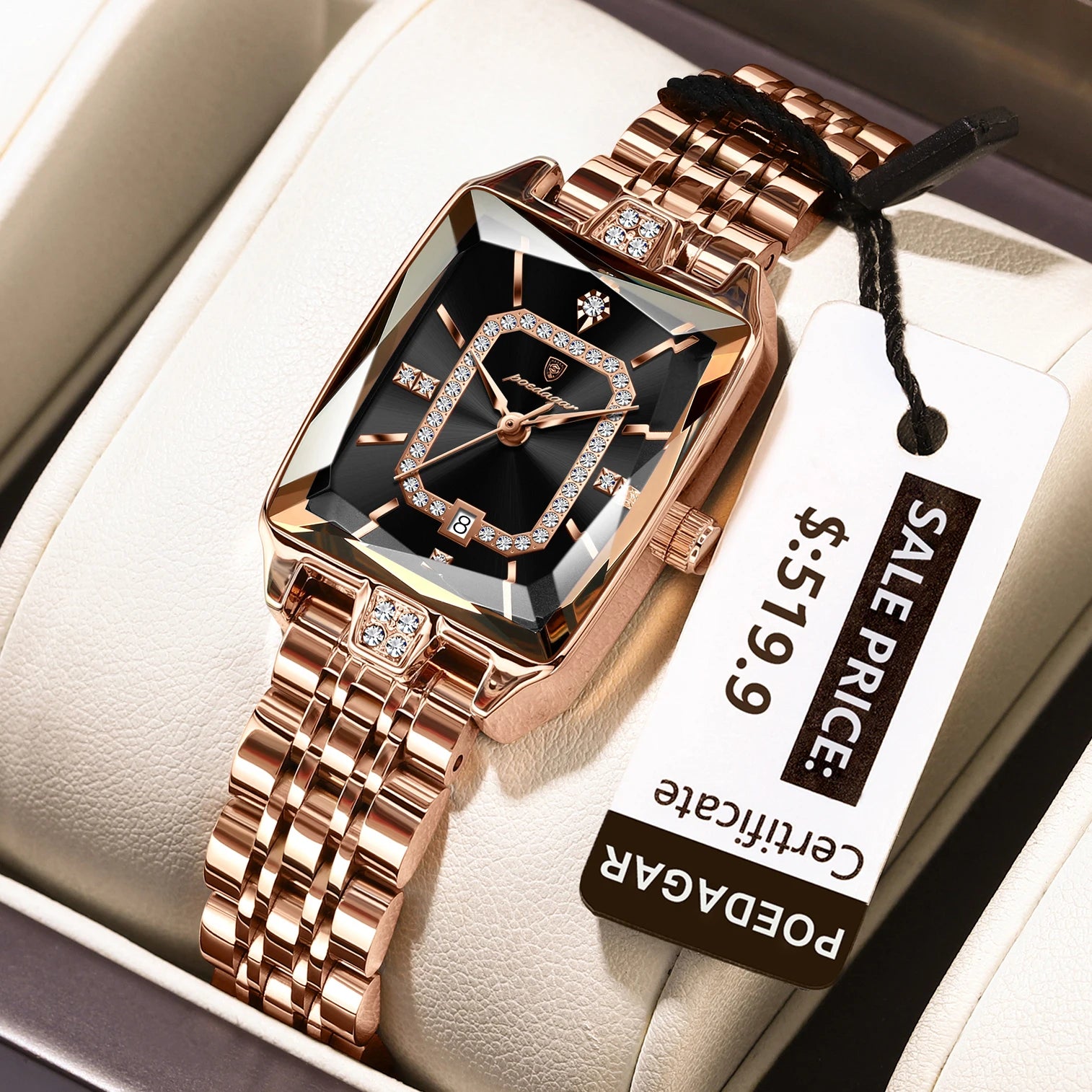 POEDAGAR Elegant Rectangle Women's Watch