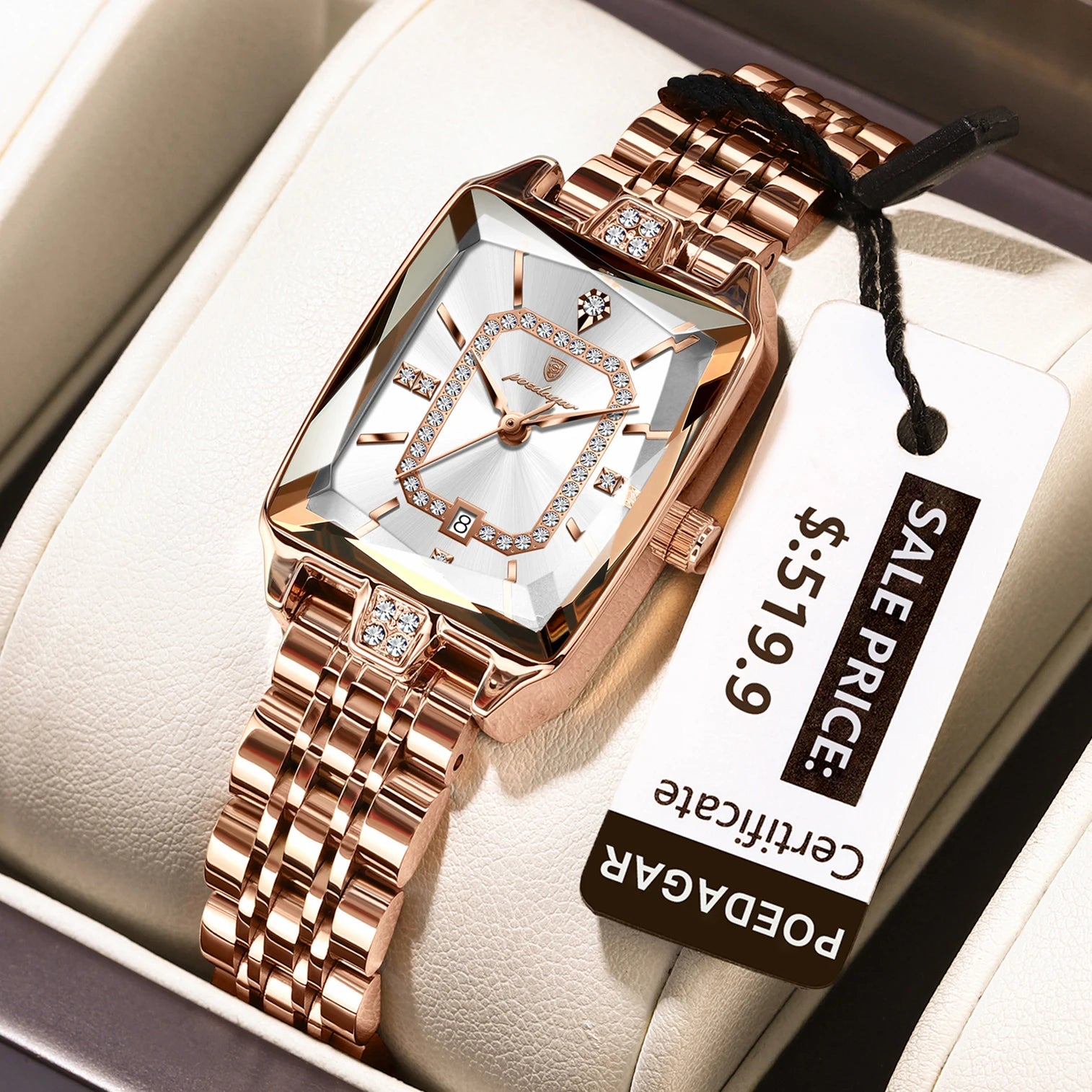 POEDAGAR Elegant Rectangle Women's Watch