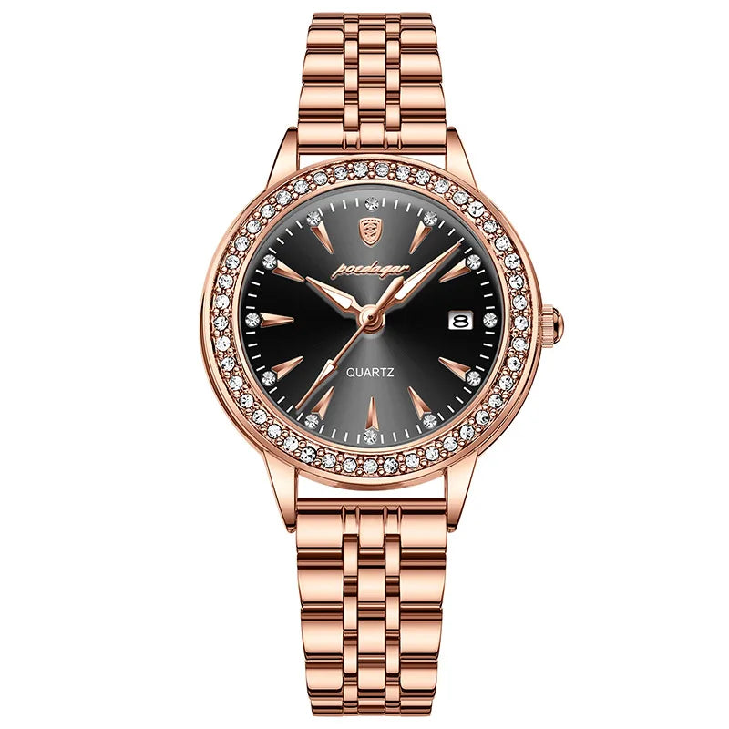 POEDAGAR Ultra-Thin Rose Gold Women's Watch