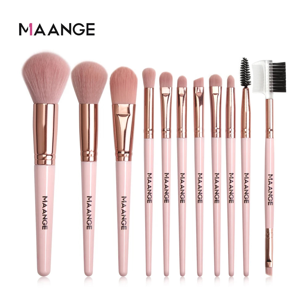 MAANGE Pro Pink Eye & Face Makeup Brush Set – 1 to 14PCS Cosmetic Tools for a Flawless Finish