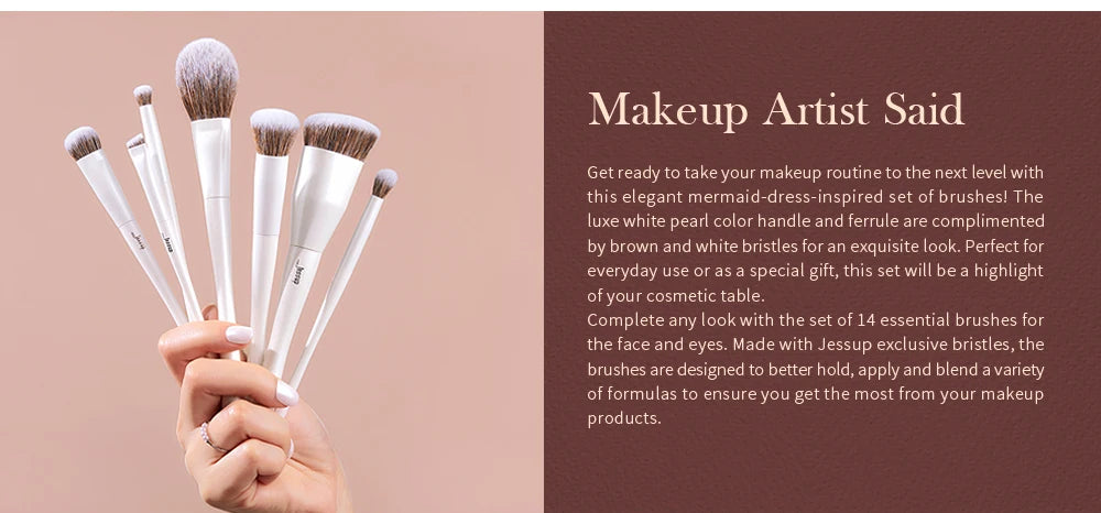 Jessup 14-Piece Premium Synthetic Makeup Brush Set with Gift Box