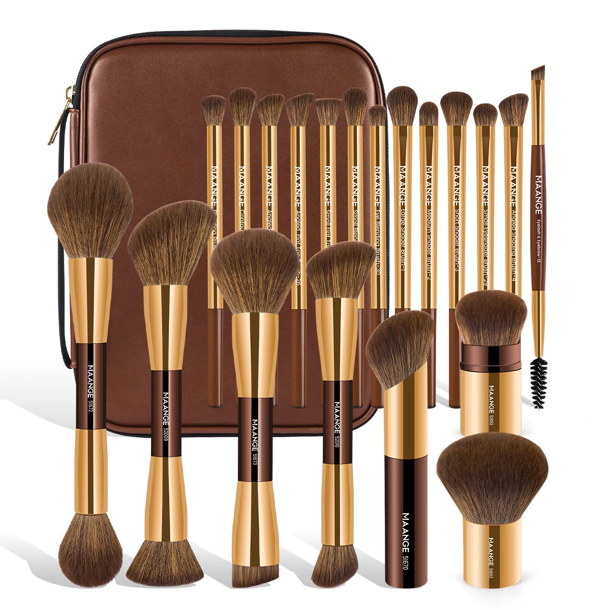 MAANGE 20-Piece Dual-End Professional Makeup Brush Set with Organizer