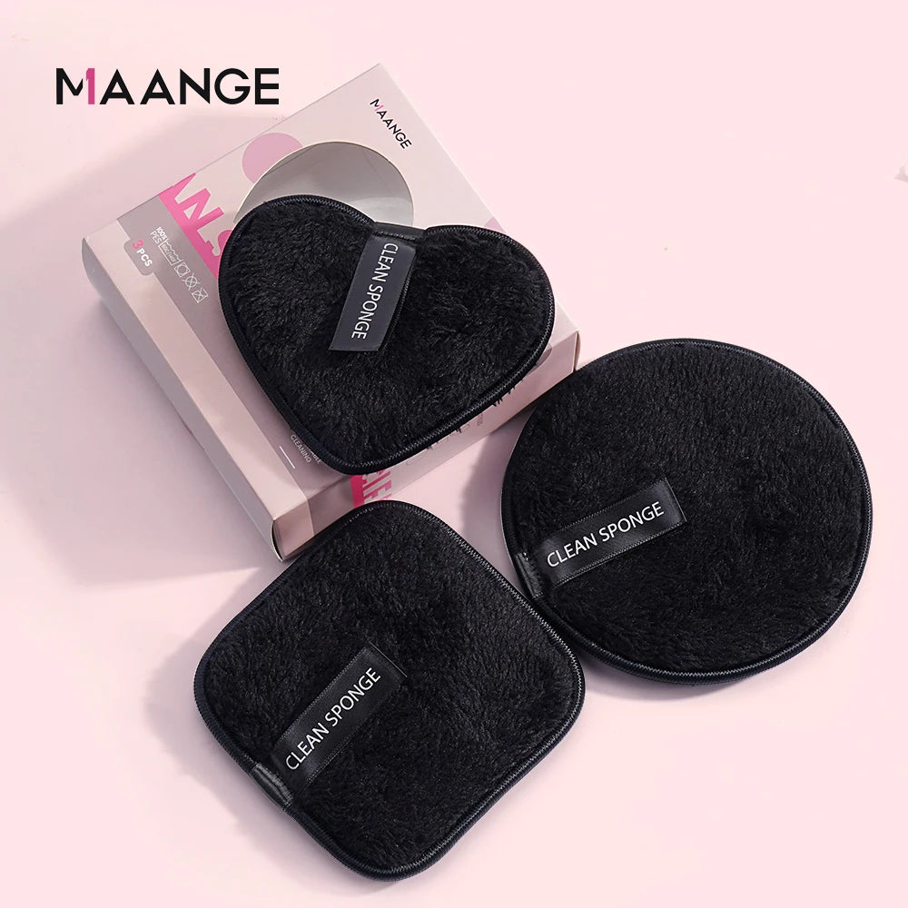MAANGE 3-Piece Microfiber Makeup Removal Sponge Set
