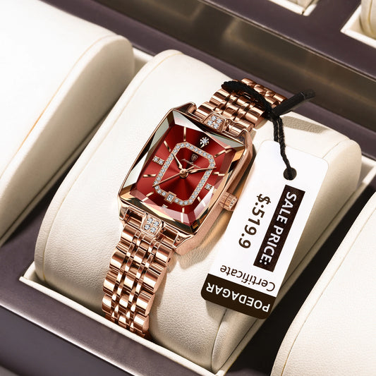 POEDAGAR Elegant Rectangle Women's Watch