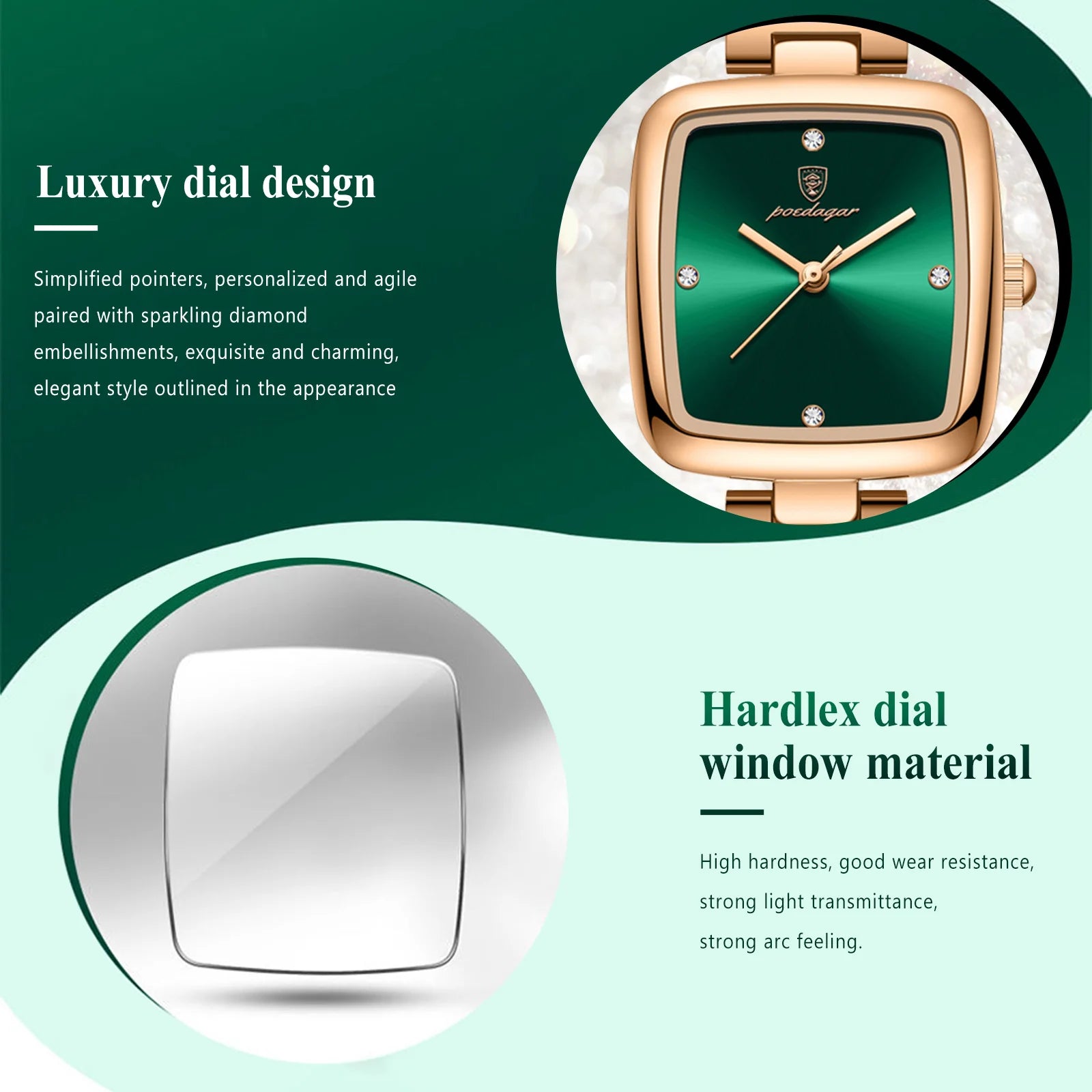 POEDAGAR Luxury Square Women's Watch