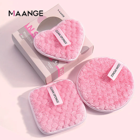 MAANGE 3-Piece Microfiber Makeup Removal Sponge Set