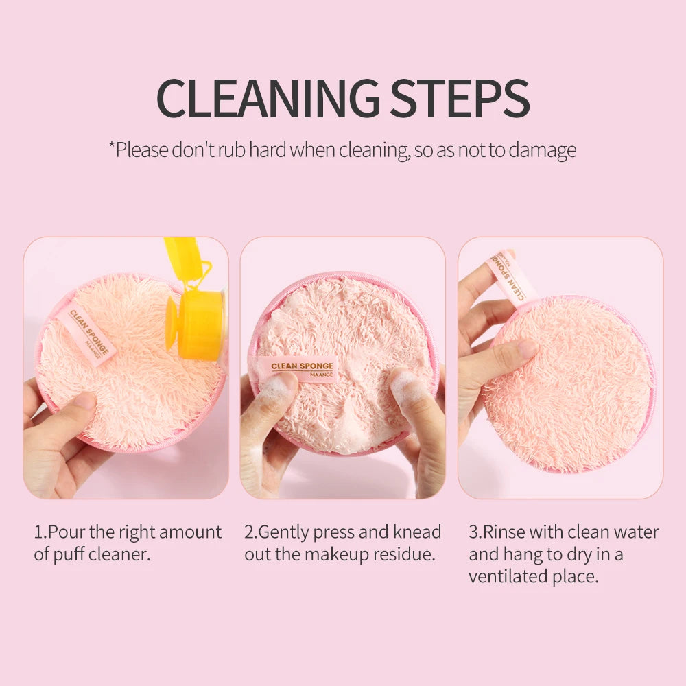 MAANGE 3-Piece Microfiber Makeup Removal Sponge Set