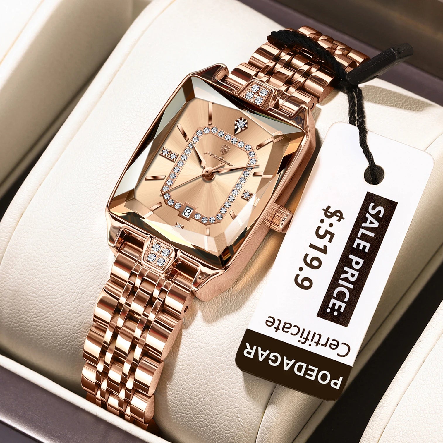 POEDAGAR Elegant Rectangle Women's Watch