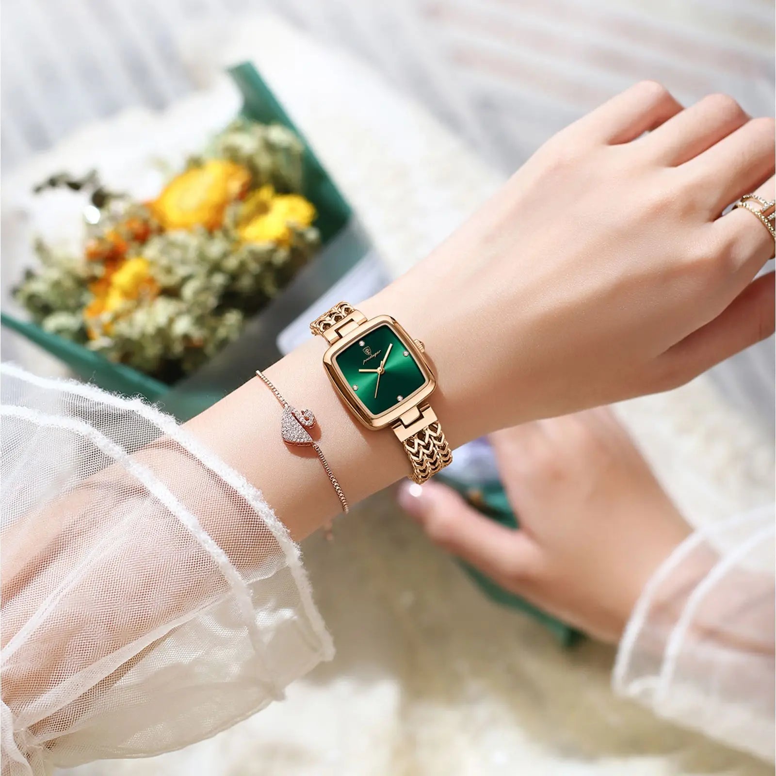 POEDAGAR Luxury Square Women's Watch