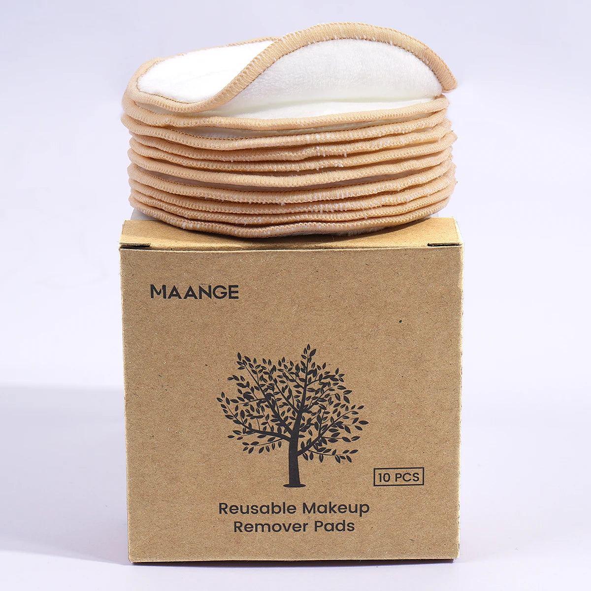 MAANGE 10Pcs Makeup Remover Pads Reusable Cotton Pads Washable Rounds Bamboo Make Up Pads Cleaning Cloth Facial Makeup Tools