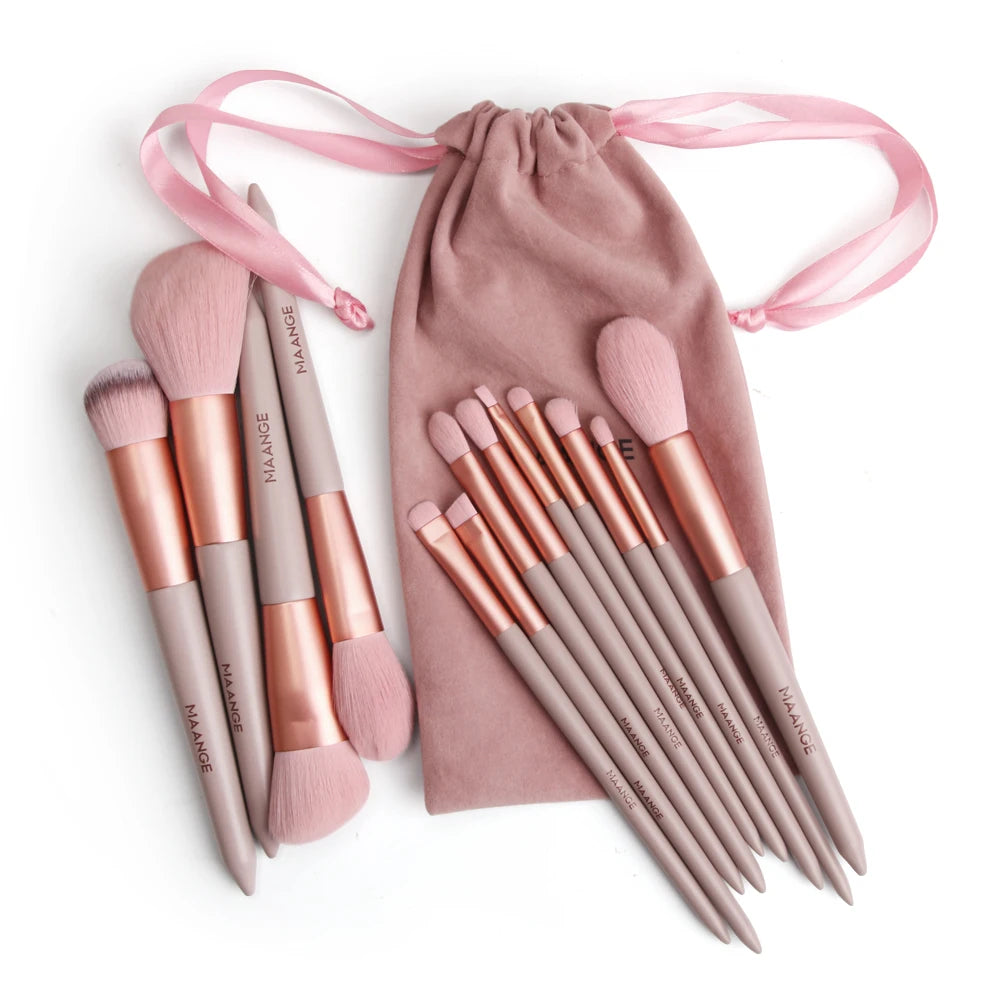 MAANGE Pro Brush Set – 4/13PCS Complete Face & Eye Makeup Kit with Travel Bag
