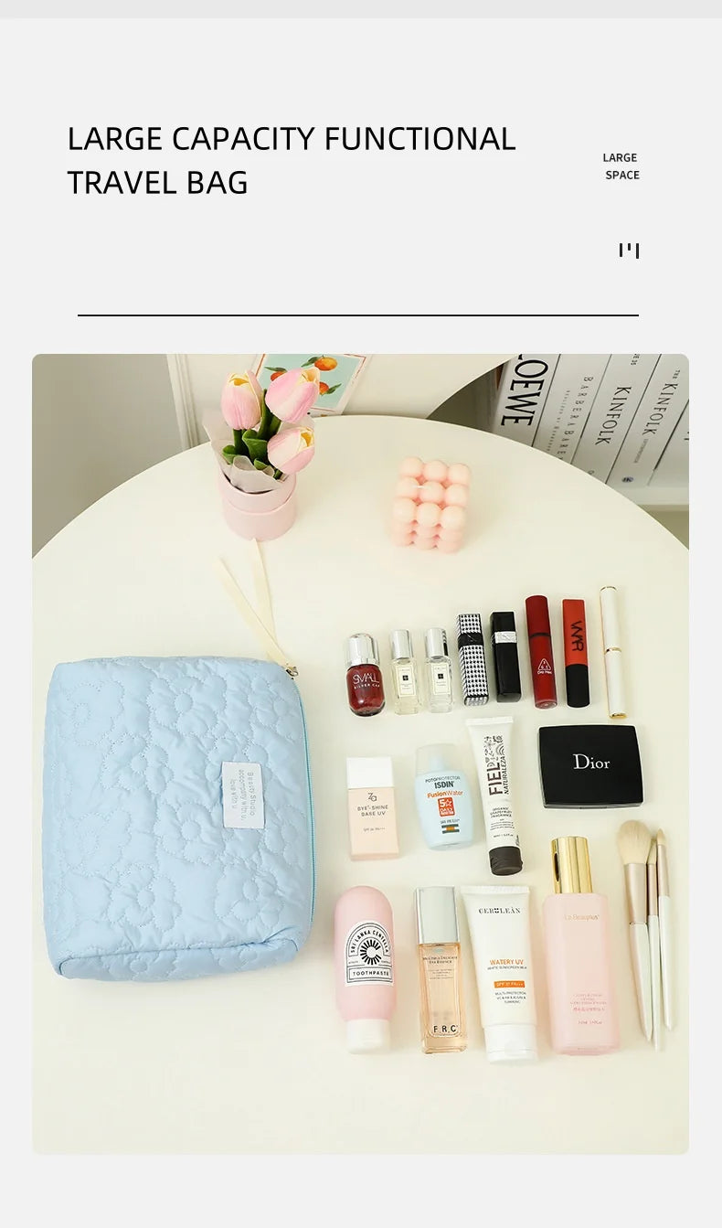 LuxeGlow Waterproof Large-Capacity Makeup Pouch