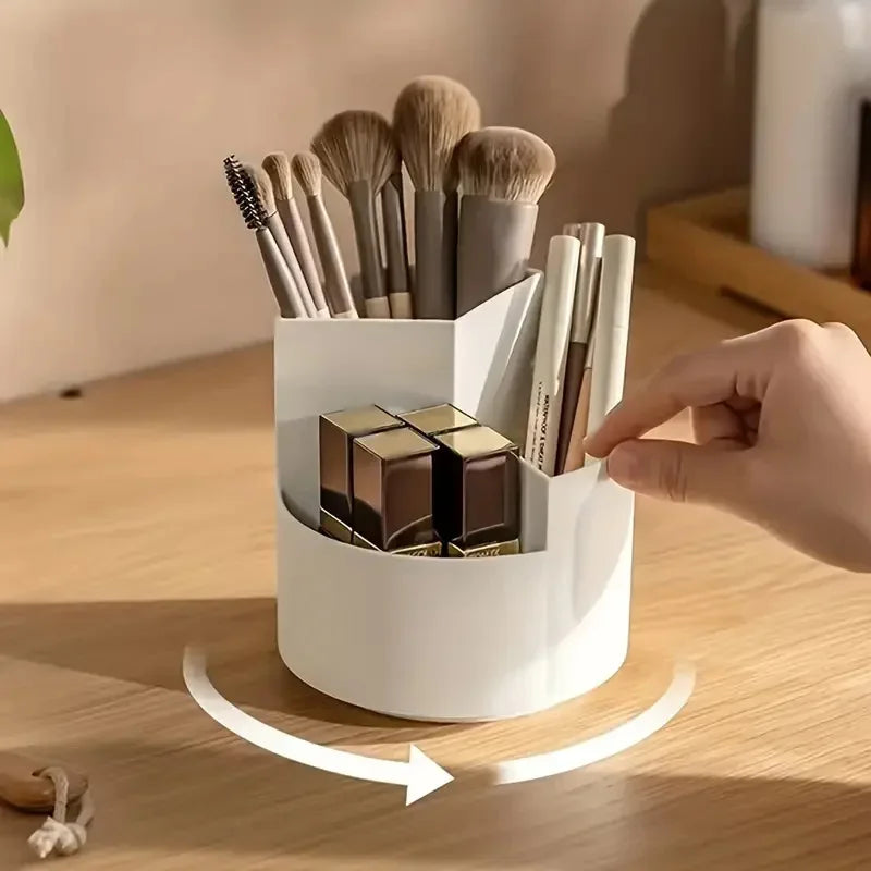 360° Rotating Makeup Organizer with 3 Compartments