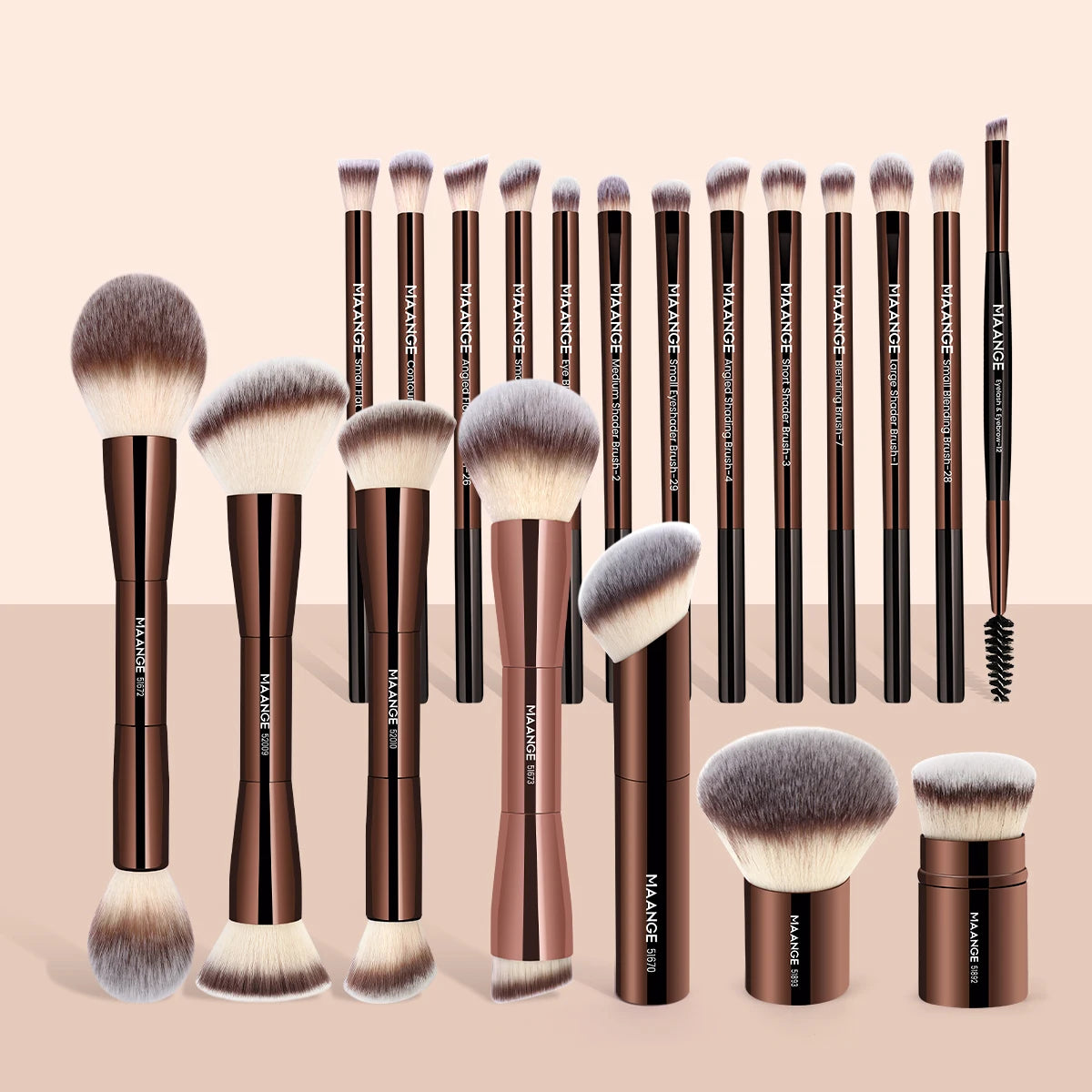 MAANGE Pro Dual-Ended 20-Piece Makeup Brush Set with Bag