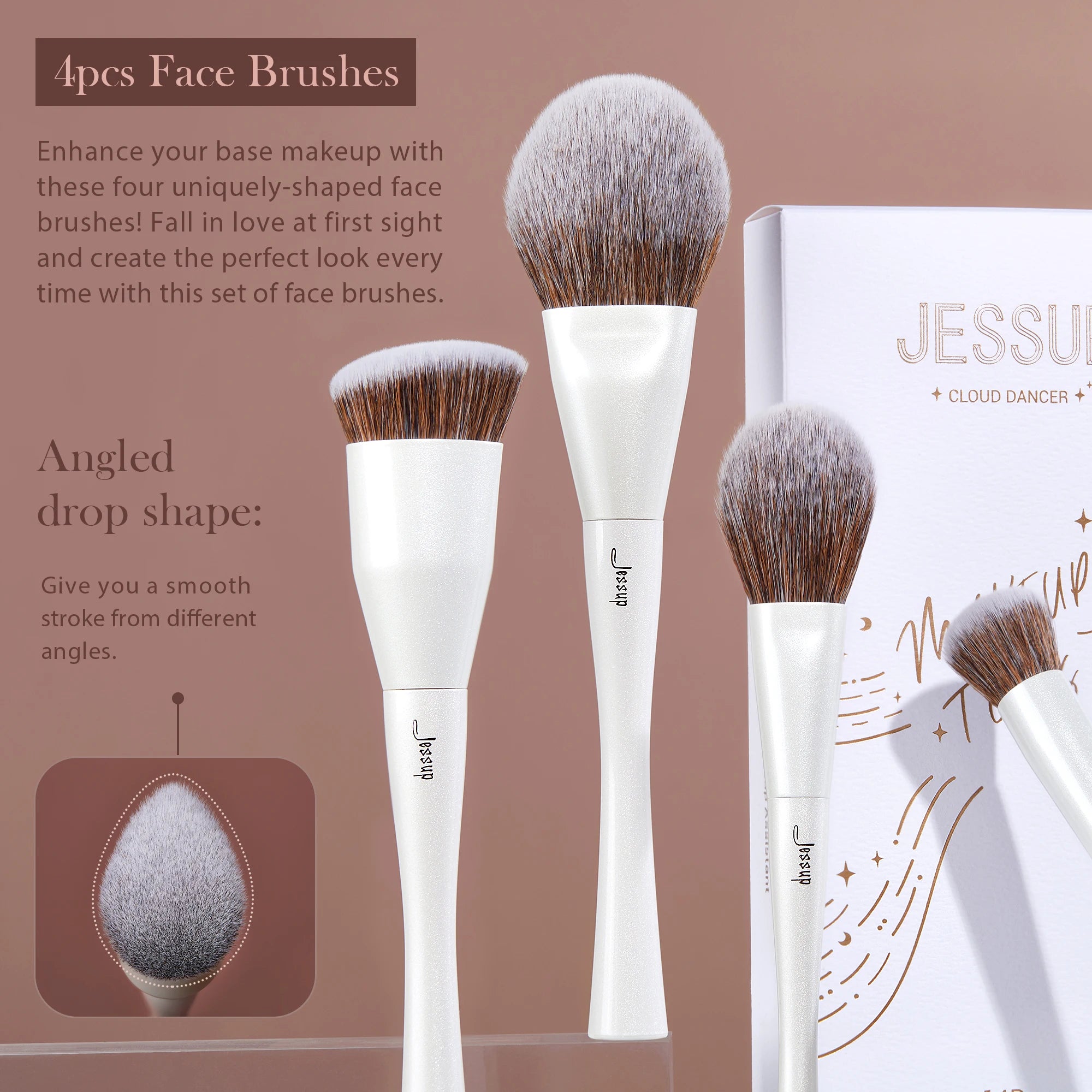 Jessup 14-Piece Premium Synthetic Makeup Brush Set with Gift Box