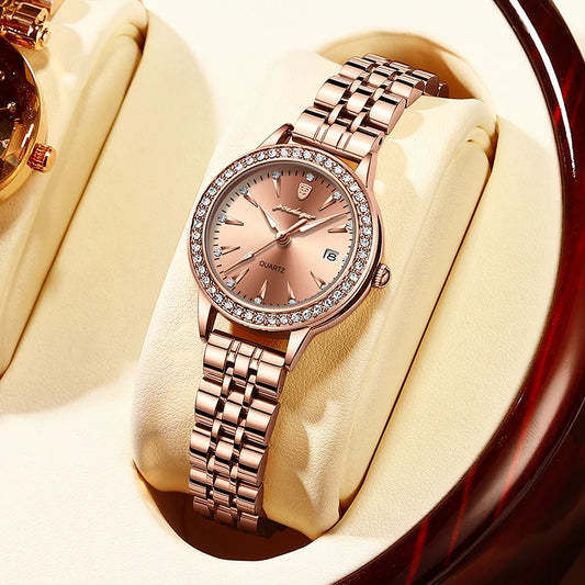 POEDAGAR Ultra-Thin Rose Gold Women's Watch