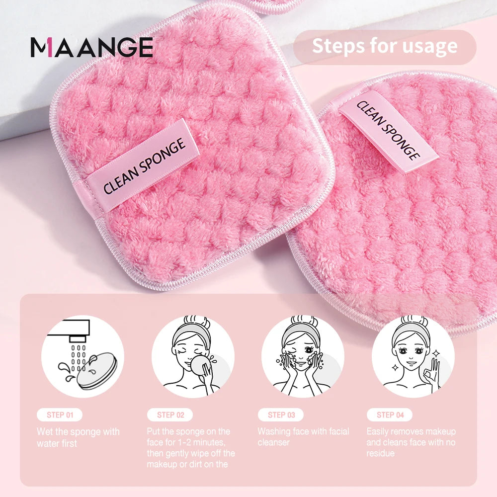 MAANGE 3-Piece Microfiber Makeup Removal Sponge Set