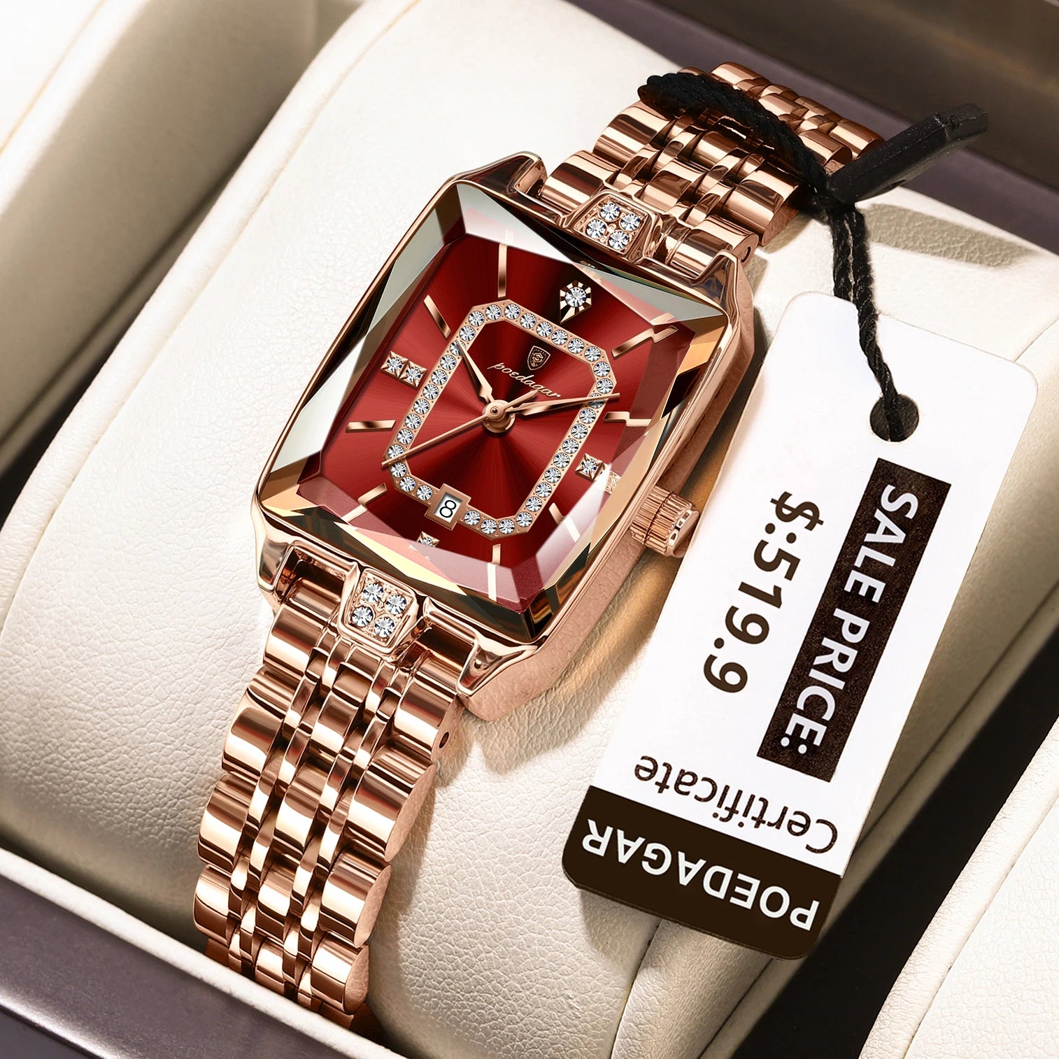 POEDAGAR Elegant Rectangle Women's Watch