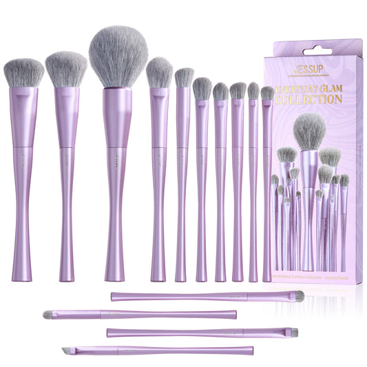 Jessup T512 Makeup Brush Set – 3 to 14pcs Vegan Brushes for Face & Eyes