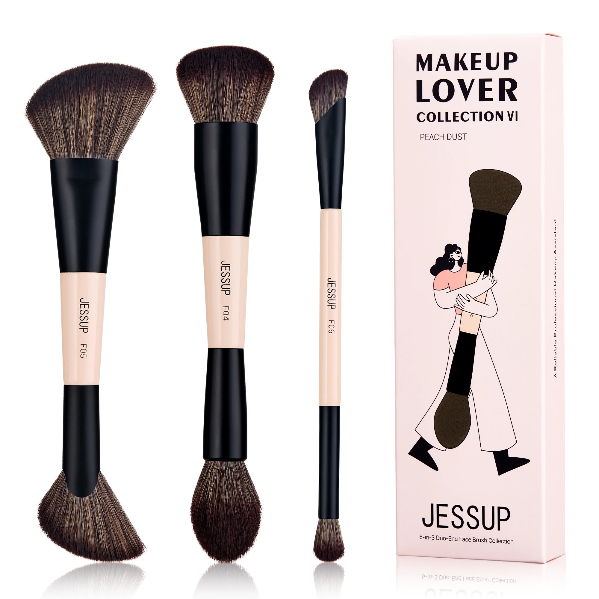 Jessup DuoGlow 3-Piece Makeup Brush Set