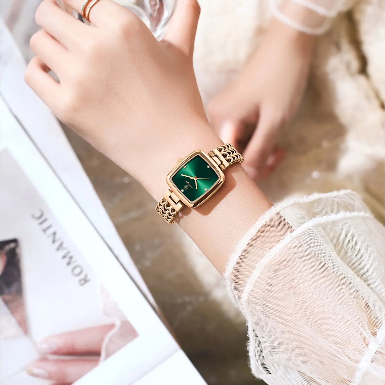 POEDAGAR Luxury Square Women's Watch