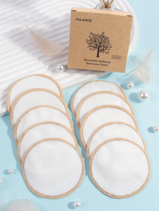 MAANGE 10Pcs Makeup Remover Pads Reusable Cotton Pads Washable Rounds Bamboo Make Up Pads Cleaning Cloth Facial Makeup Tools