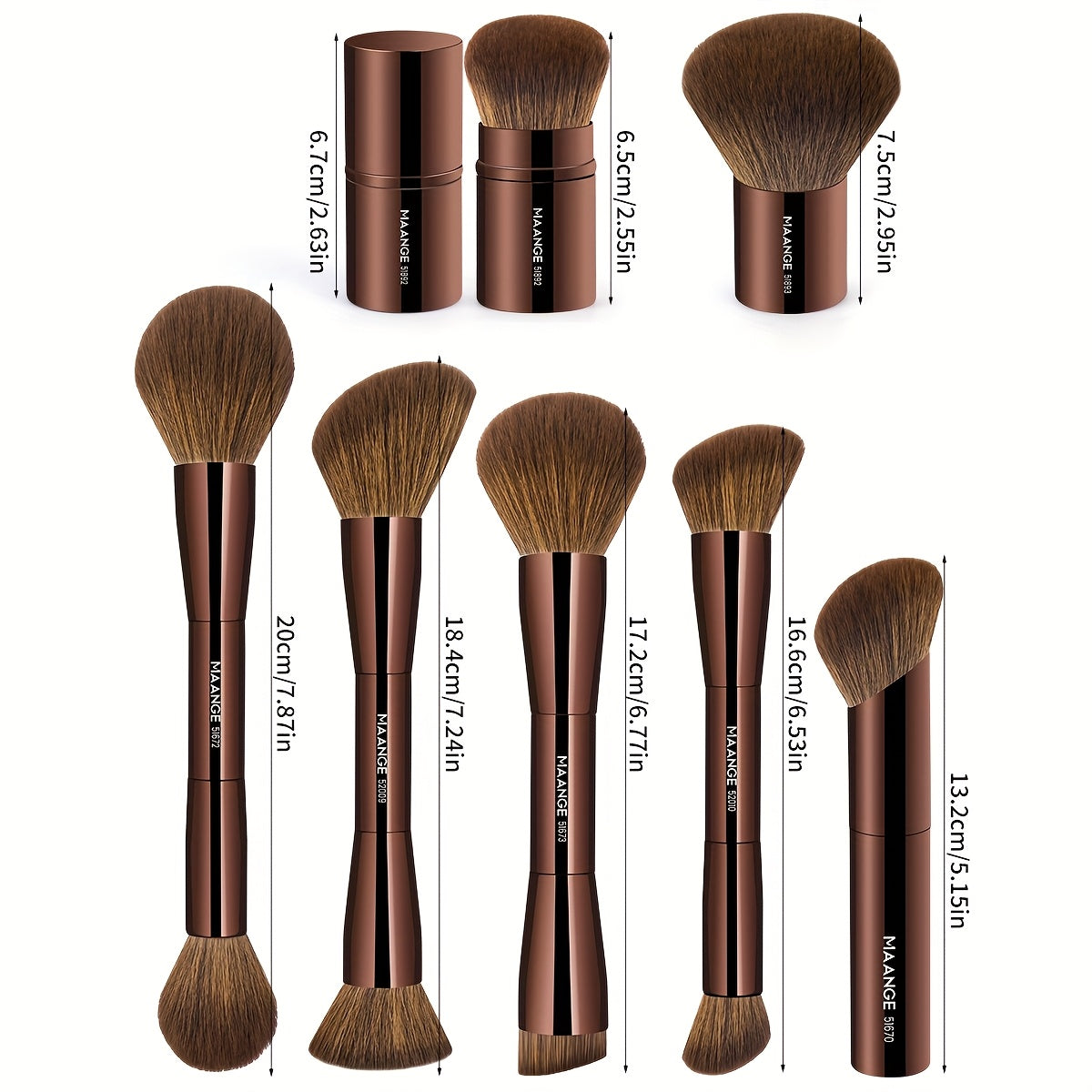 MAANGE Pro Beauty Essentials – 7pc Brush Set + 25 Sponges + Remover Pads + Cleaning Bowl