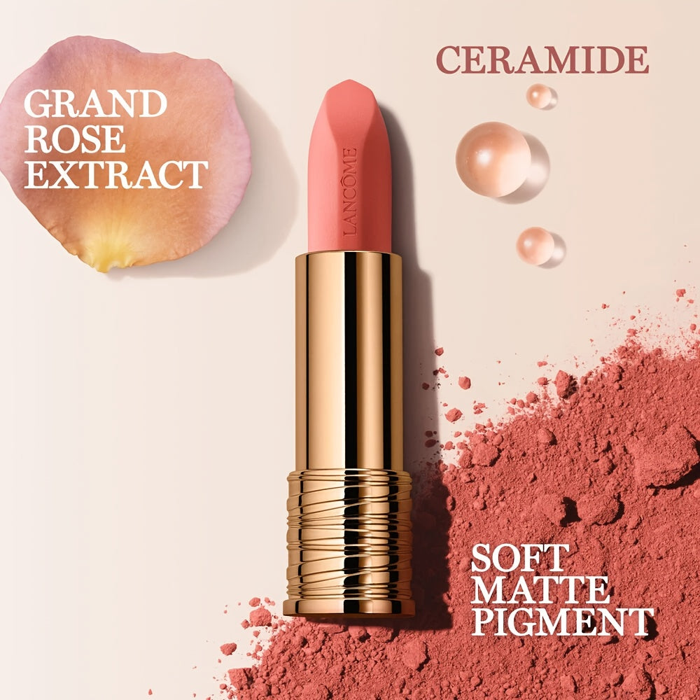 Lancôme Soft Matte Squalane Lipstick (Highlighting the key features: matte finish + nourishing squalane)